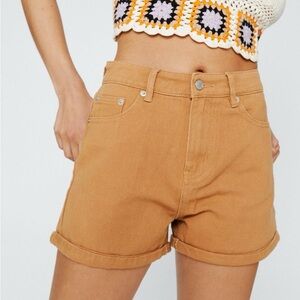 Nasty gal High Waisted Roll Hem Denim Mom Shorts